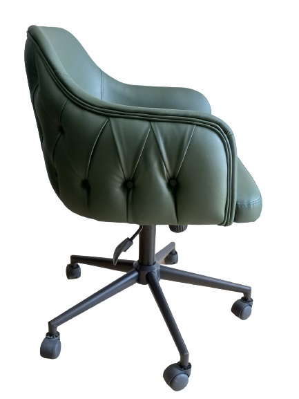 Büro Sandalyesi Kapitone Desenli Yeşil Renk Suni Deri 
