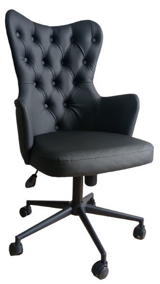 Makam Sandalyesi Kapitone Desenli Siyah Metal Ayakl Siyah Renk